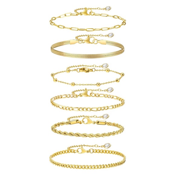 SahrzJewellery Jewelry - 6 Pcs / Set - 18K Gold Plated Bracelet Set